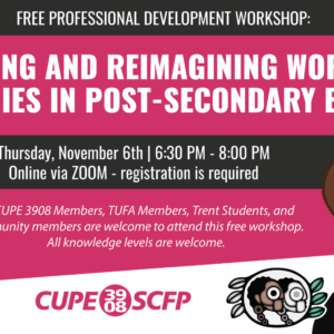 Graphic representation of the title of the workshop. All text included in event details. Image includes illustration of a globe, and Workshop Facilitator Larissa Crawford. Larissa has both Métis and Jamaican ancestry.
